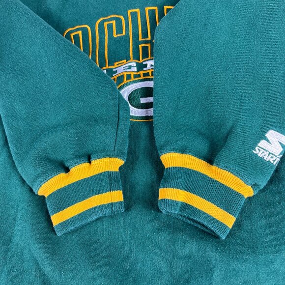 VTG Starter NFL Green Bay Packers Sweatshirt Medium Green Embroidered Crewneck - Picture 4 of 15